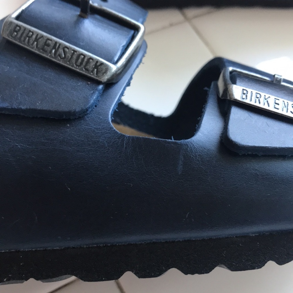 New Birkenstock Soft Footbed Navy Leather sz 37 or 41. Size 6 or 10 - Picture 14 of 17